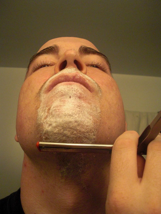 Shaving below chin