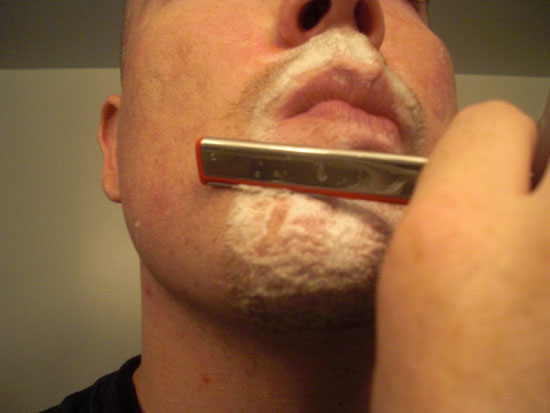 shaving below lower lip