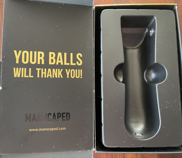 Your Balls Will Thank You Message on the inside of the Lawn Mower 3.0 packaging.
